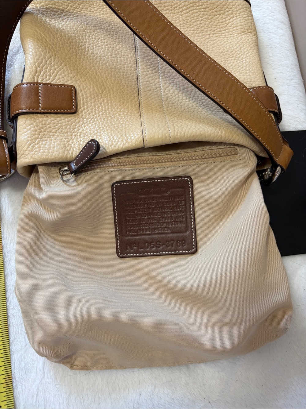 Coach Beige and Brown Leather Shoulder Bag - Picture 10 of 15